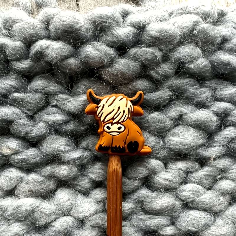 E-shop 2 Stk. Hochlandrind-Stichhalter zum Stricken, Maschenstopper, Maschenhalter, Maschenschutz für Stricken, Strickschutz, Geschenk für Stricker