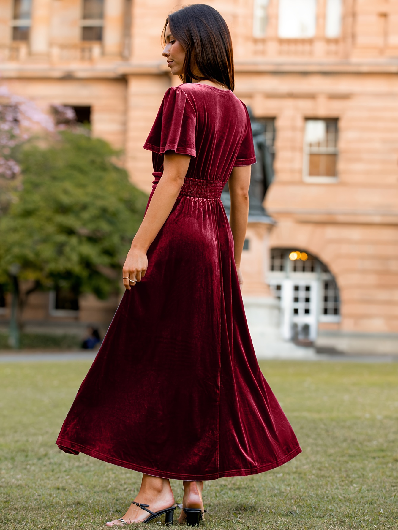 long sleeve new years eve dress Sexyasasii V Neck for Women Wrap Glitter Velvet Aline Flowy Velour Cocktail Club Party Fall Women Dress(Black,S) at Amazon Women's Clothing store ISLAND_9 Size:3XL - 14(US) - 18(UK) Gown Rental Nearest Formal Flared bottom part Hi