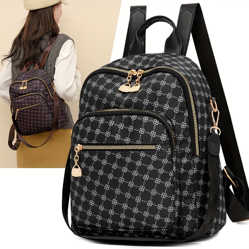 

Chic Polka Dot Women's Backpack - Vintage-inspired, Large Capacity With Adjustable Straps, Lightweight Oxford Fabric For School & Travel