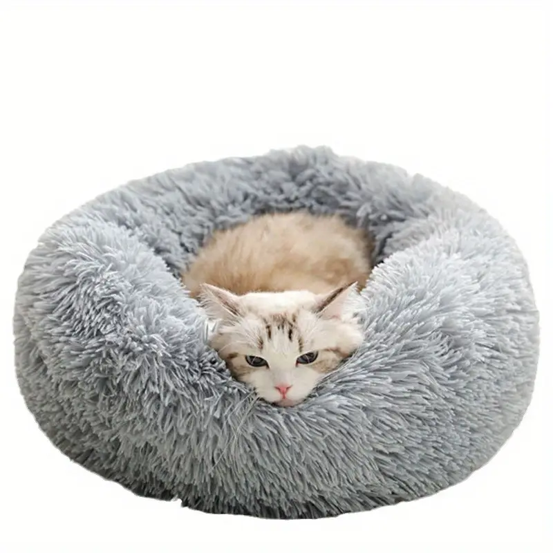 1pc winter warm bed fleece round pet mattress with plush polyester fill washable cozy bed for small medium pets soothing for durable easy pet beds for cats cat warming bed dog crate bed mat cat bed soft cushion large cat bed Product details 4