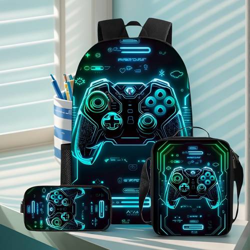 backpack for school 3pcs cool gamer backpacks for teen with lunch box pencil case bookbag elementary middle high school