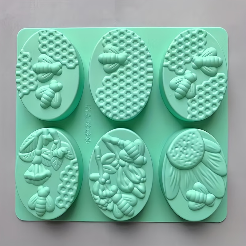 1 oval bee themed silicone soap mold 6 handmade tool
