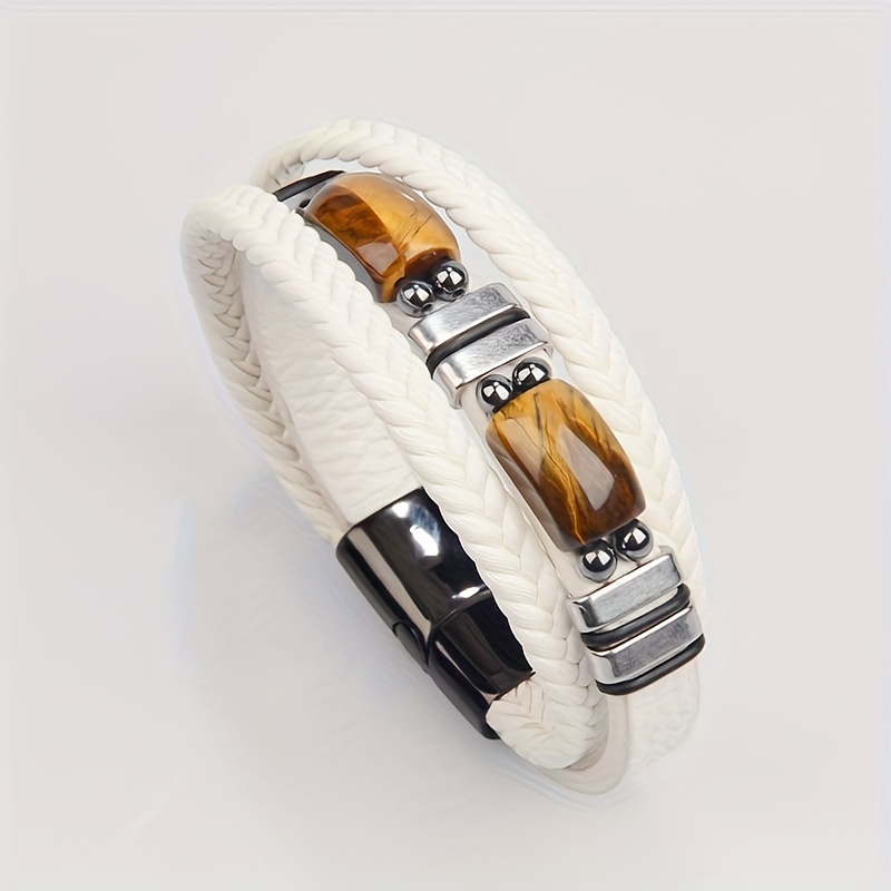 

1pc Of And Fashionable Double- Cowhide Bracelet Inlaid 5a , Bracelet, Suitable For Men/'s /