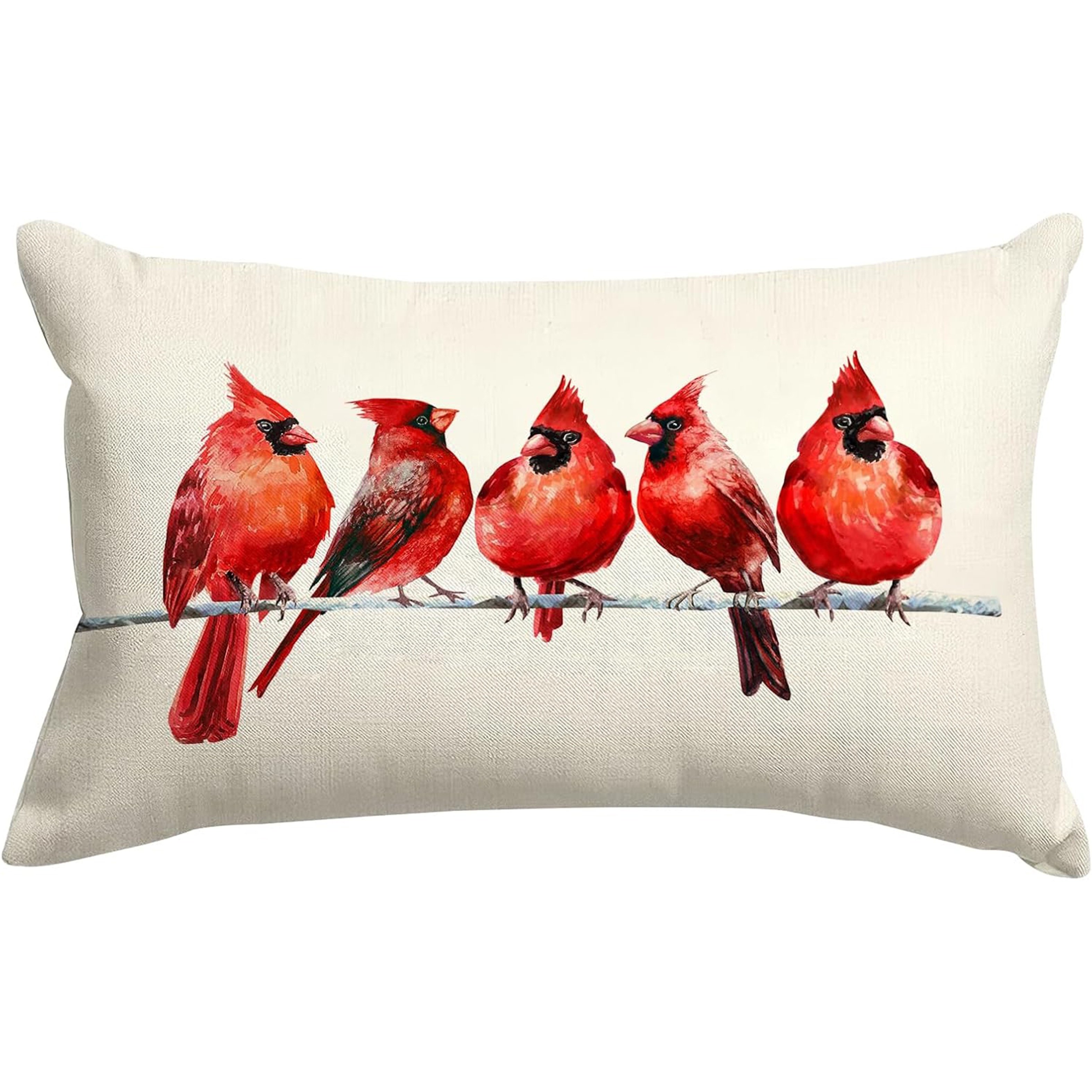 

Watercolor Northern Bird Throw Pillow Cover 12x20 Inch, Linen Rectangular Cushion Case With Zipper For Home Decor, Contemporary Style, Machine Washable, Fits Various Room Types - 1pc