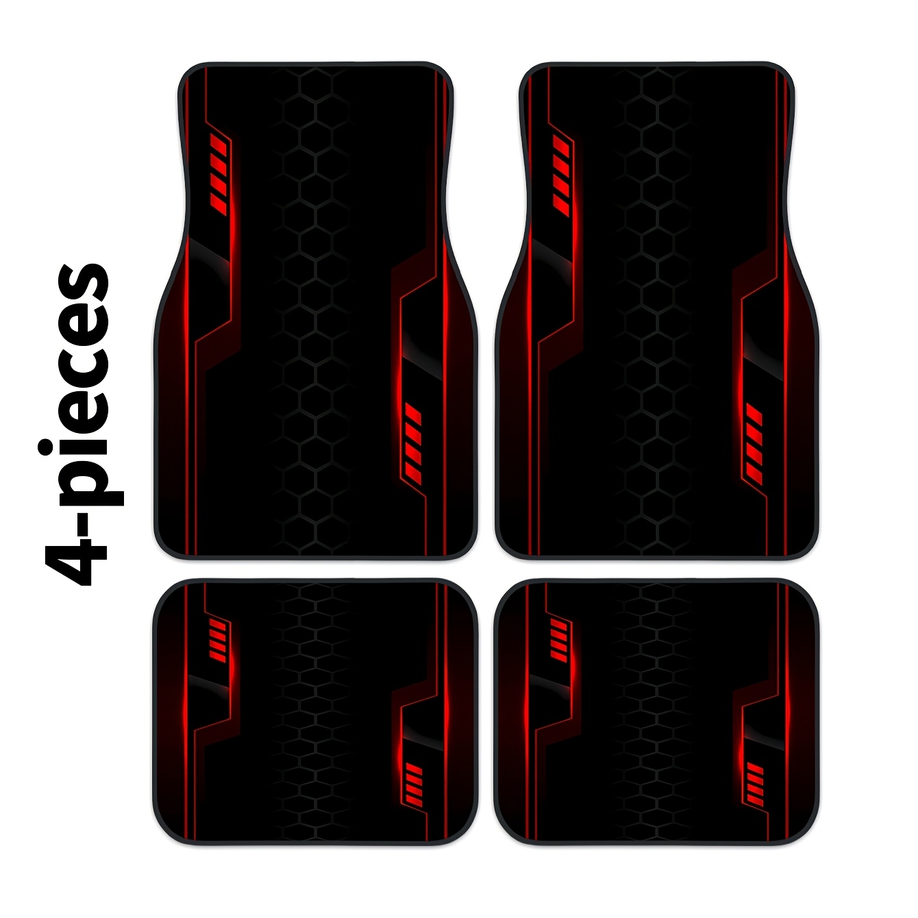 TEMU Tech-inspired Red Car Floor Mats, 4pcs, Universal Fit For Most Vehicles, , Stylish Minimalist, And Clean, Perfect Gift