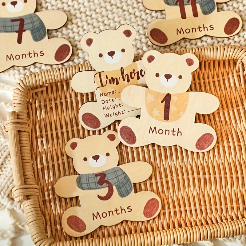 1 set first year milestone teddy bear photo props birth announcement keepsake birthday party decorations christmas halloween celebration accessories details 3