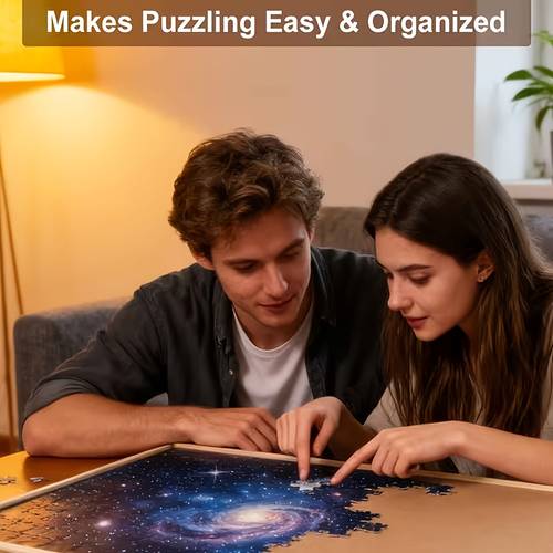 uma mesa de puzzle portátil com vários gavetas de arrumação, medindo 35 polegadas por 27 polegadas, ideal para puzzles . para relaxamento de , familiares e várias ocasiões, é um presente de