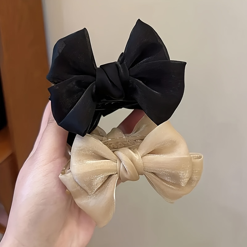 TEMU 2pcs Elegantes Clips para el Cabello con de Cara - Sujetadores de de Caballo Chic & de Moño para Mujeres, Tela, Color Sólido, Accesorios para el