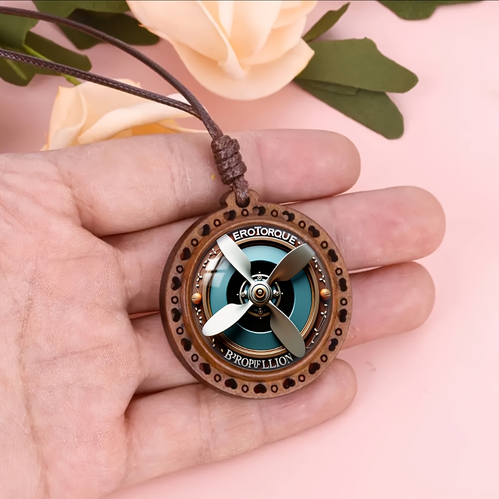 Propeller Heart Wooden Necklace, Cute Stylish Accessory