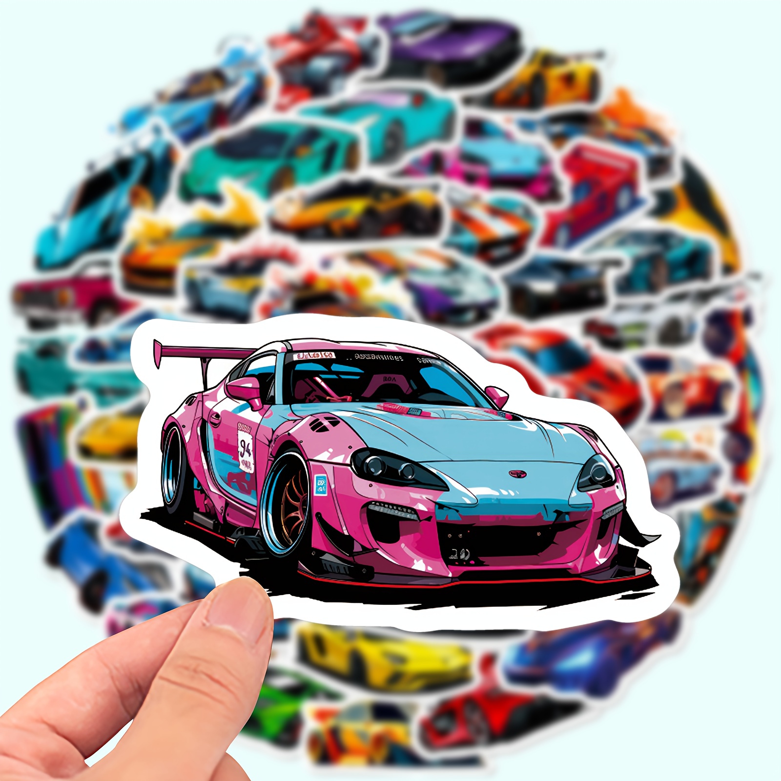 

50pcs Cool Race Car Decals, Vinyl, , Non-toxic, Easy To Apply, For Laptops, Water Bottles, Luggage, Helmets, Motorcycles, For Racing Car Enthusiasts