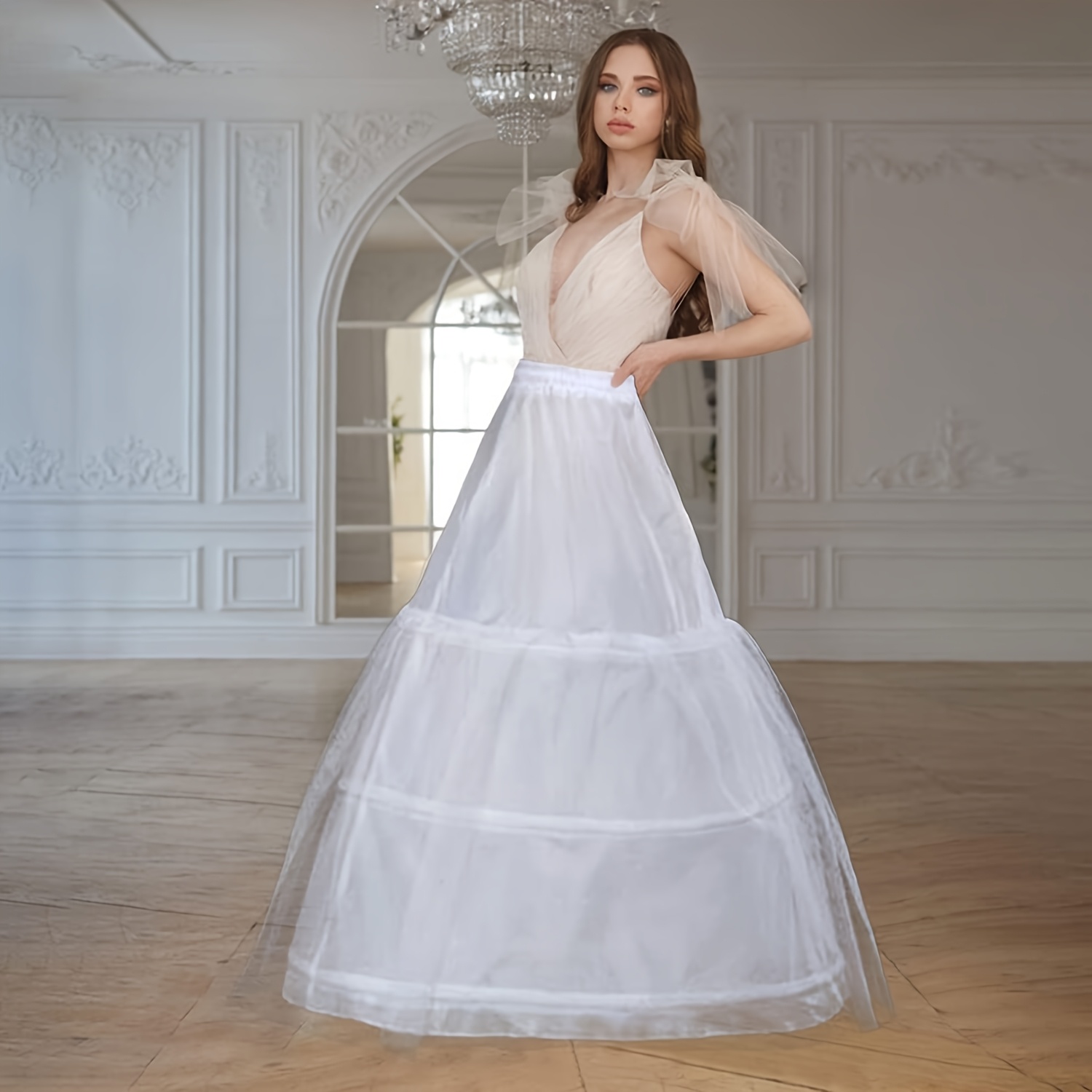 satin v-neck tea length a-line dress A-Line Satin Tea Length Little White Dress COCOMELODY CW3379, 20 Days / Ivory / US6-UK8-EUR36 main image 0