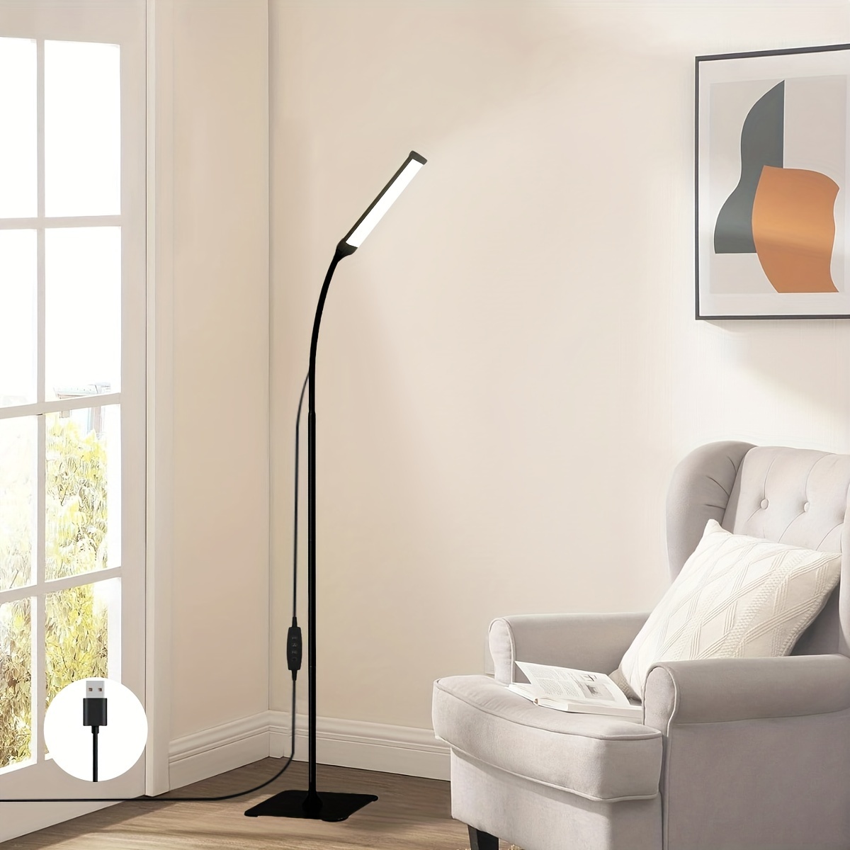 modern 2-in-1 led floor lamp with remote touch control 27w
