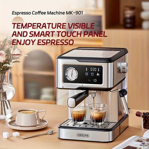 semi autautomatic italian espresso machine with milk frother smart touchscreen pid temperature control 20 bar stainless steel espresso maker suitable for with plug no adapter included