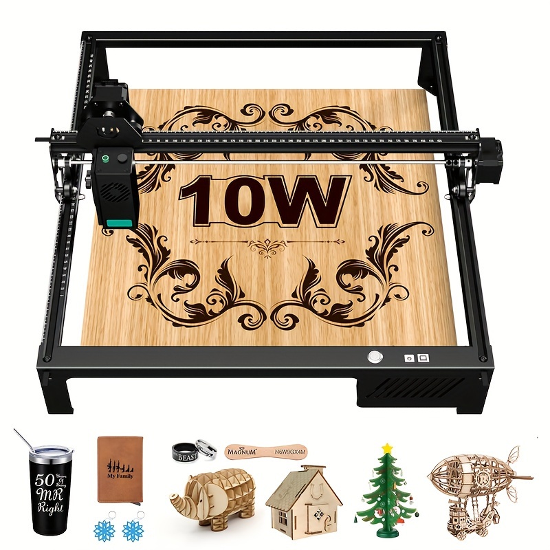 

Laser Engraver Machine Outpower 10w Laser Cutter And Cnc Laser Engraving Machine 12v Compressed Spot 10000mm/min With Eye Protection For Wood Metal Glass Acrylic Leather 15.75inch*16.14inch
