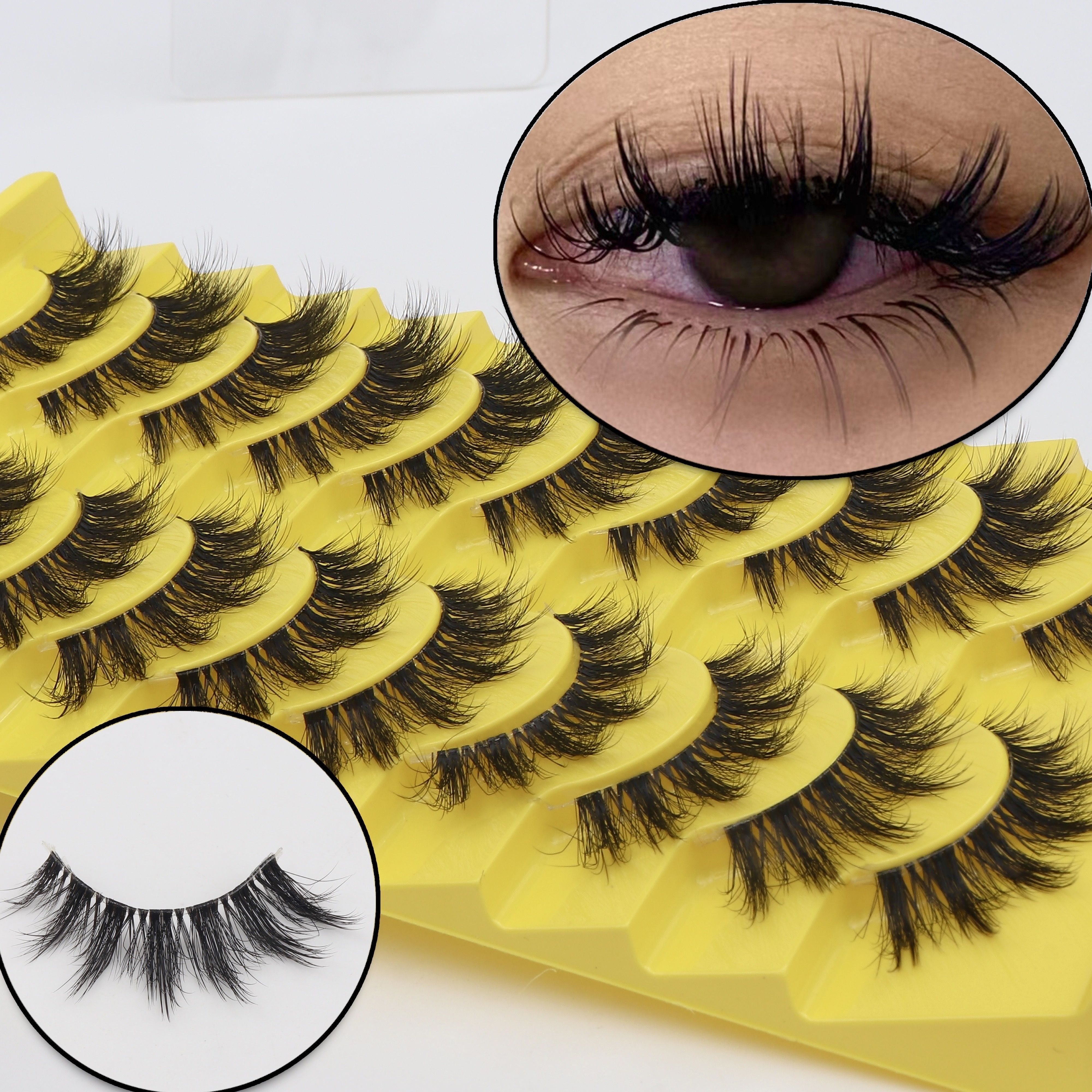 Image of Eyelashes Dd Messy Fluffy Cat Eye False Eyelashes 10 Pairs Pack, Full Curve Curly Makeup Thick Full Strip