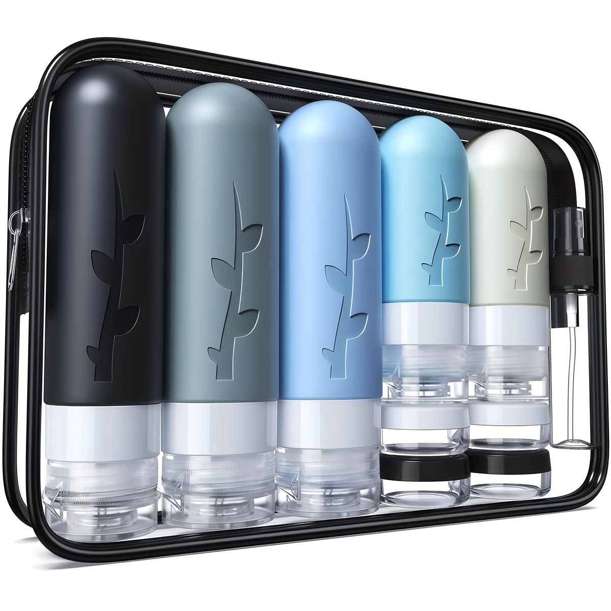 TEMU 19pcs Silicone Travel Bottles Set, Tsa Approved Refillable Squeeze Bottles For Toiletries - Cruise Essentials, Leakproof Size Toiletries For