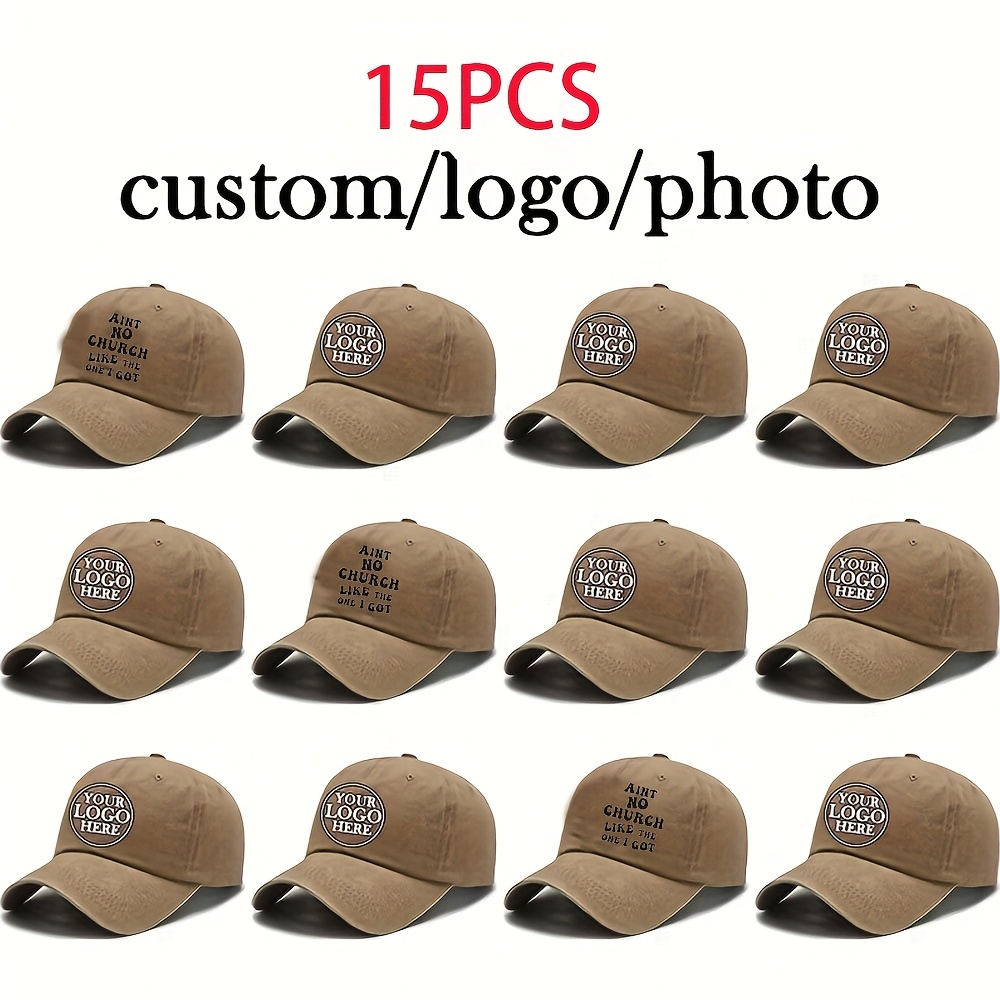 Custom 15pcs Adjustable Baseball Caps, Lightweight and Breathable