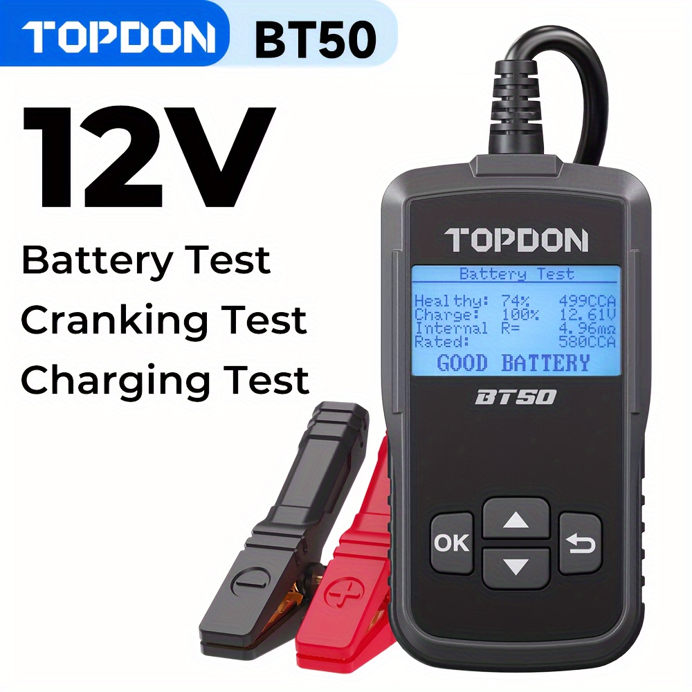 

Bt50 Battery Tester 12v 100-2000cca Cranking Charging Battery Analyzerauto Test Scan Tool Digital Battery Alternator Analyzer (upgraded Version Of Ab101)