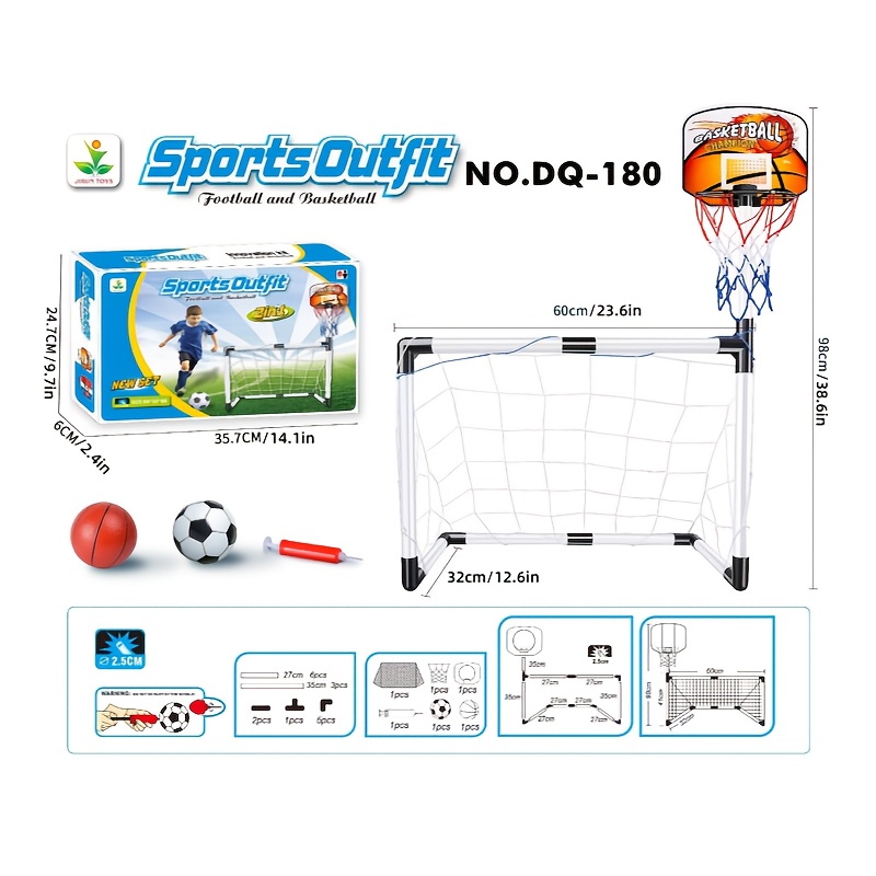 Image of 2in 1 Sports Set Combo, And Remove, Basketball Cccer Training Equipment, , Parent-child Interaction, Indoor And Outdoor Backyard Gmes, Ideal Birthday Christmas Gift