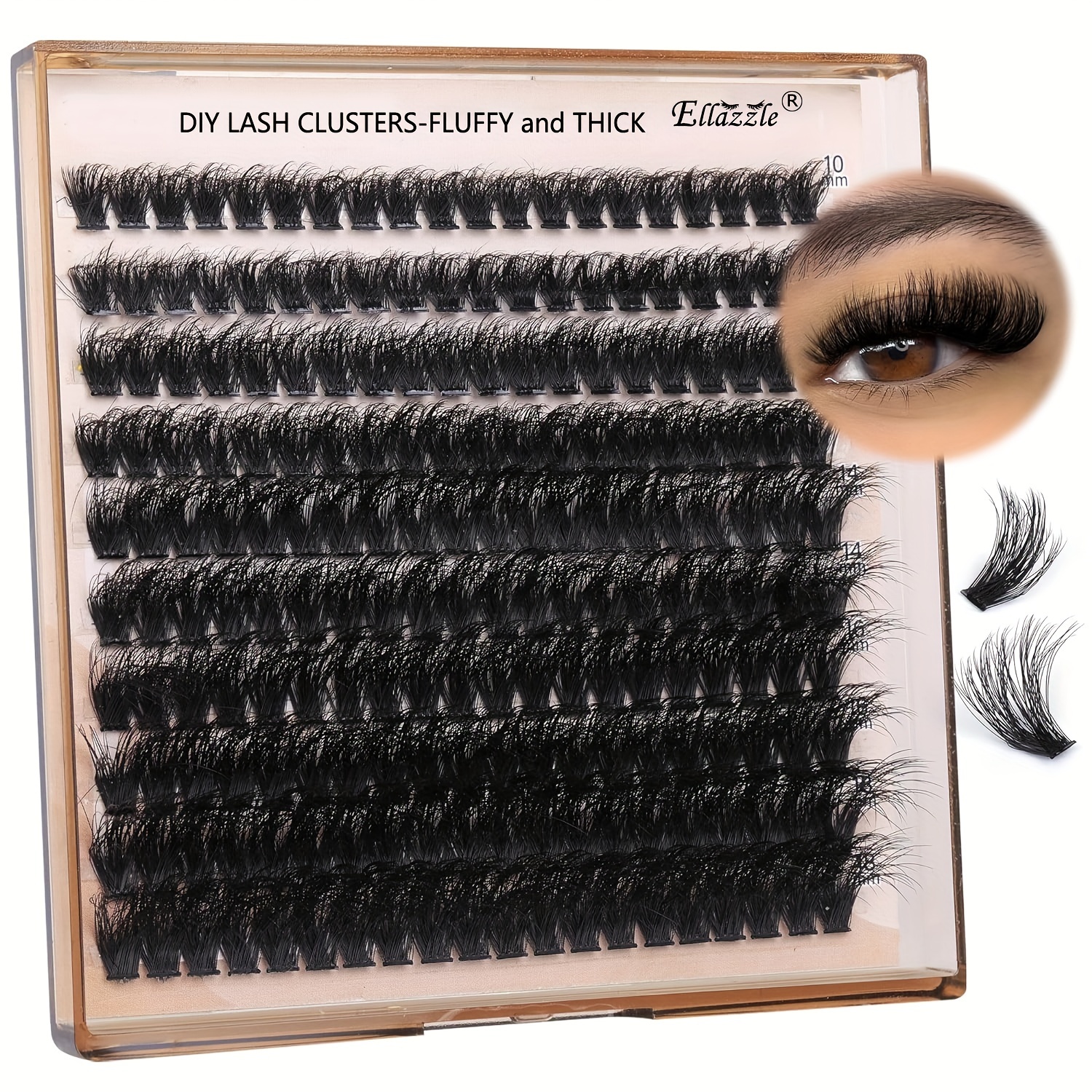 

Ellazzle Fluffy & Thick Diy Lash Clusters - D , 10-18mm Mix, Wispy Individual Eyelash Extensions For Beginners, Reusable