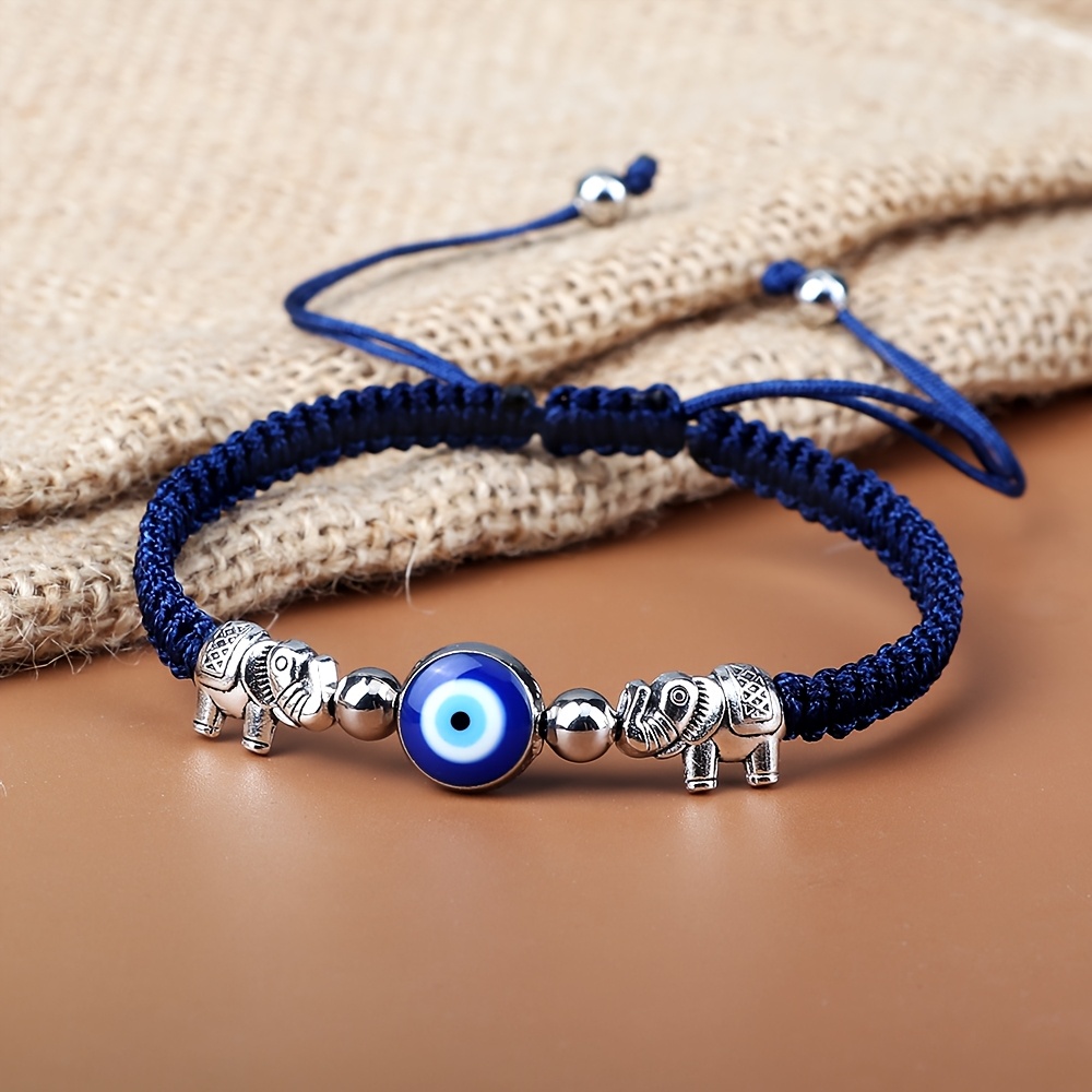 TEMU 1 pieza de pulsera tejida estilo bohemio con técnica retro y ojo azul para , joyería de oración