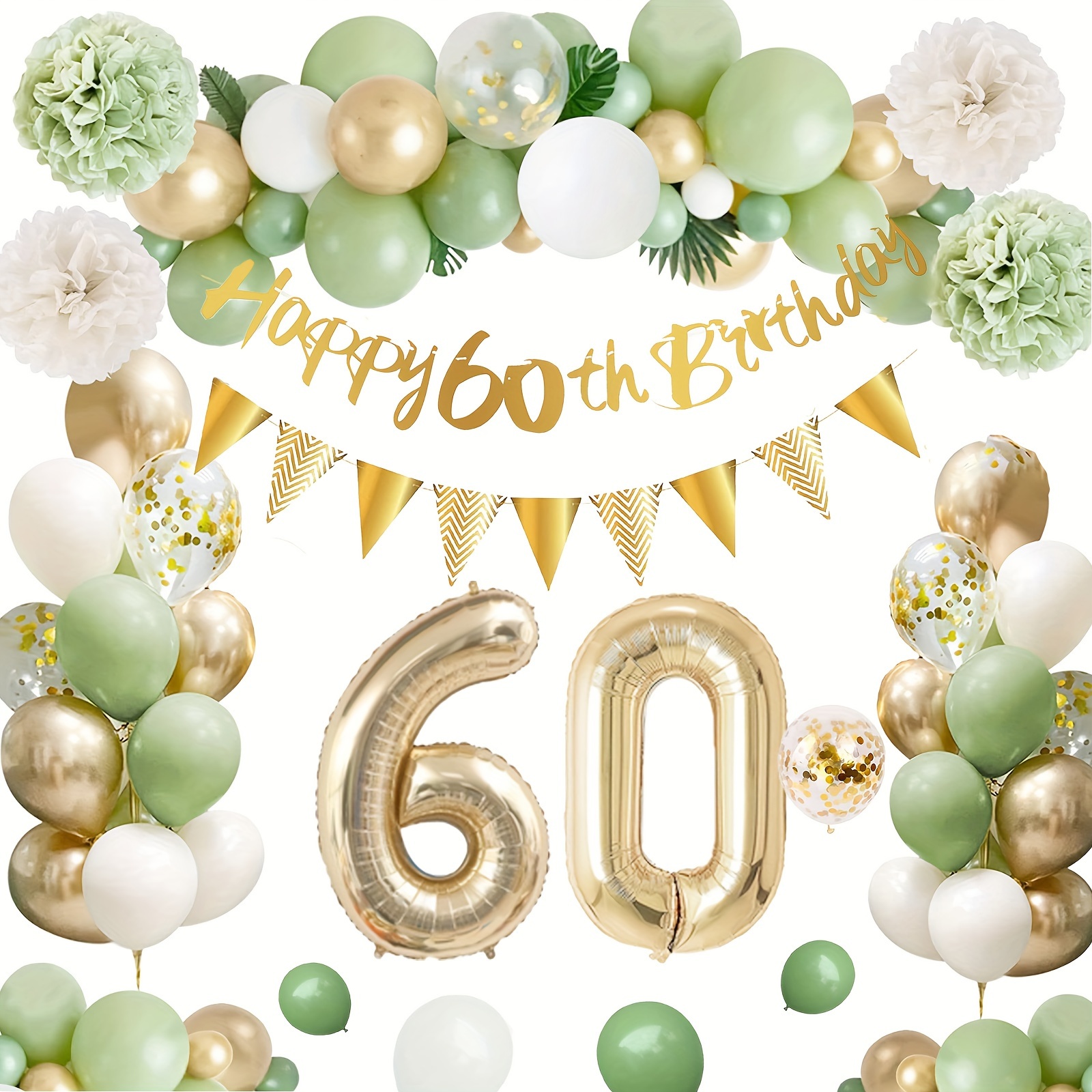 

63pcs 60th Decor Set For - & , Includes , Balloons, , And - For Celebrating