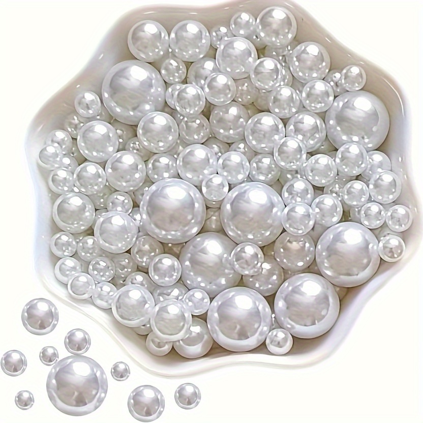 

1450pcs Elegant White Faux Pearl Beads Set - , Vase Fillers & Centerpieces, Ideal For Home & Wedding Decor