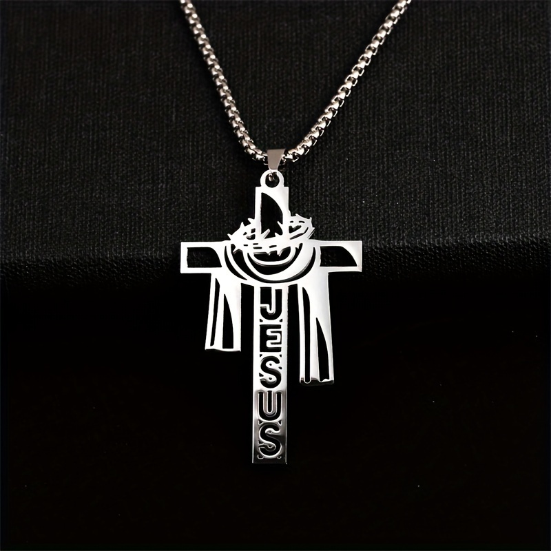 Collier Pendentif ChaÃ®ne Acier Homme Collier ChaÃ®ne Croix Argent