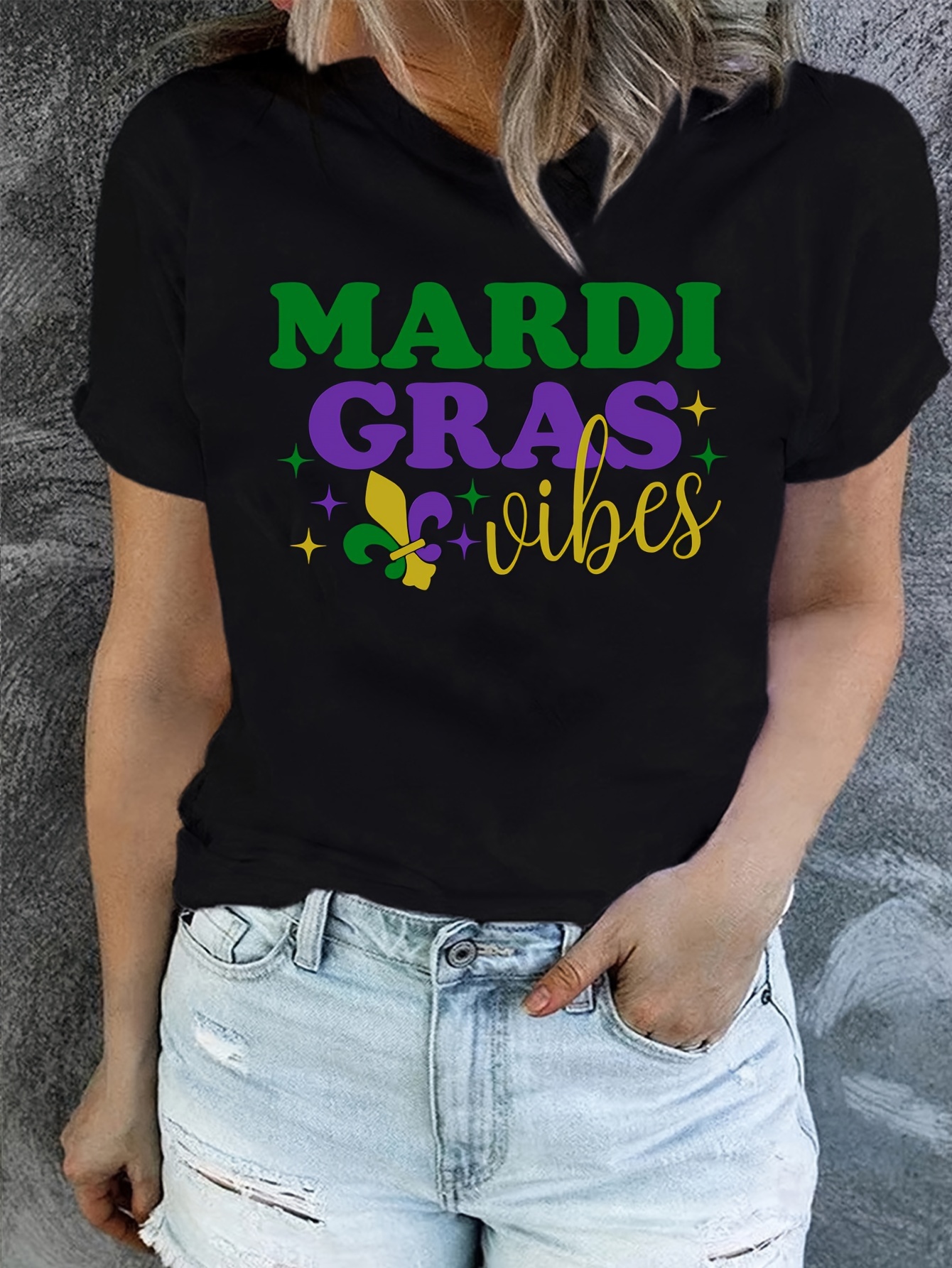 Mardi Gras Print T shirt Short Sleeve Crew Neck Casual Top - Temu