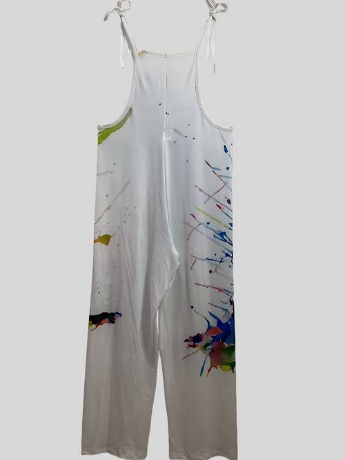 womens and summer printed pattern vacation casual overalls with adjustable straps