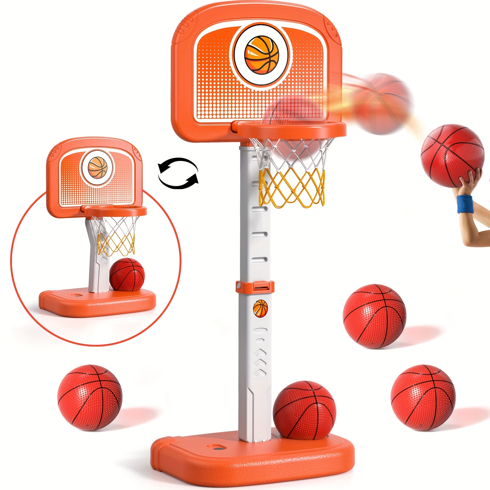 TEMU Swimming Pool Basketball Hoop Outdoor Toys With 4 Balls, Poolside Basketball Game Toys For Kids Ages 4-8 8-12, Basketball Hoop Indoor Outdoor