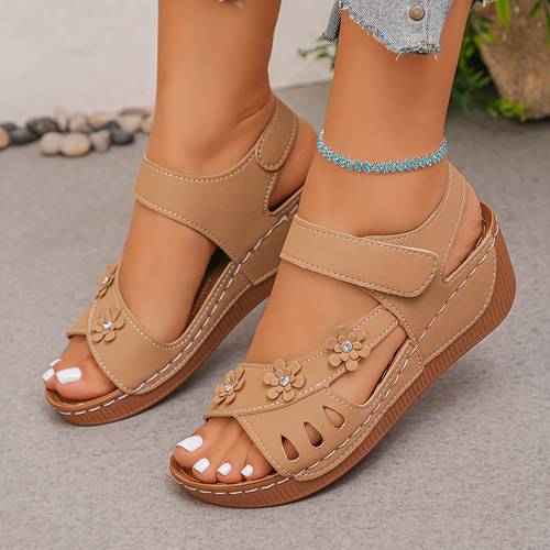 new summer womens thick soled roman casual sandals with a single strap and stylish for the beach featuring and wedge heels with floral designs women shoes