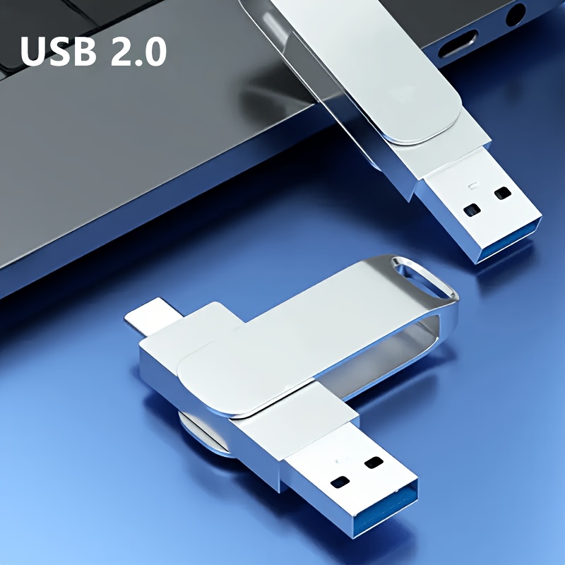 TEMU Usb 2.0 Type-c Dual-function Metal Usb Drive 256mb4gb8gb16gb32gb90gb Storage Stick Flash Drive Adapter Supports Otg Pen Drive Plug-and-play