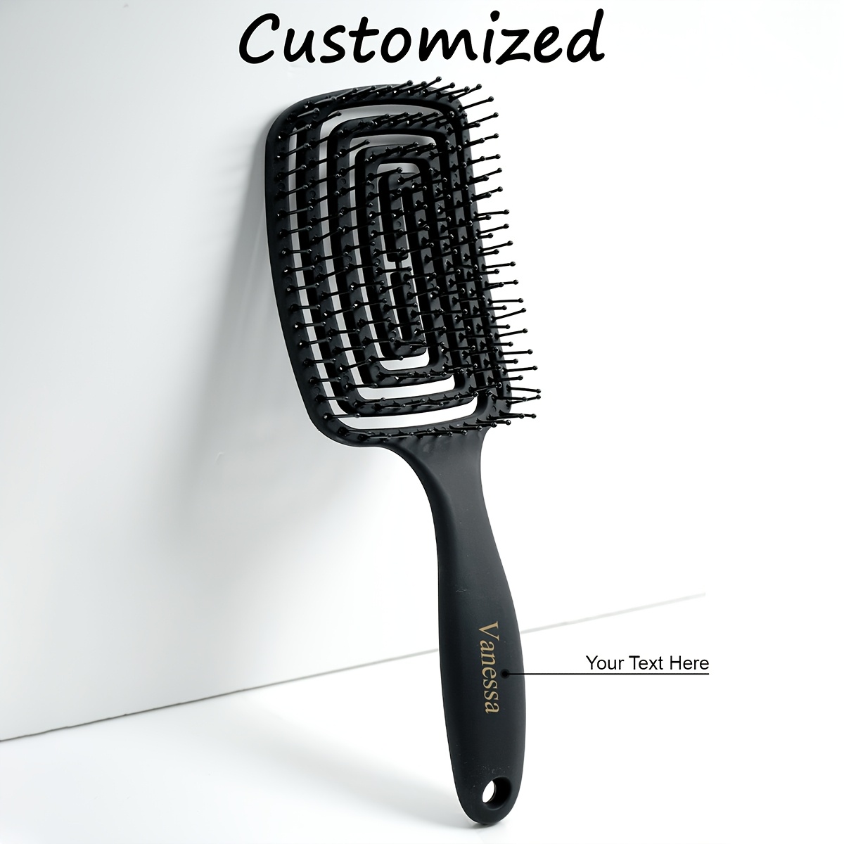 

1pc Personalised Custom Comb, Square Detangling Hair Brush With Handle, Professional Hollow Out Hair Comb Hair Comb For Hair, Hair Care Styling, Mini Portable Hairbrush For Travel