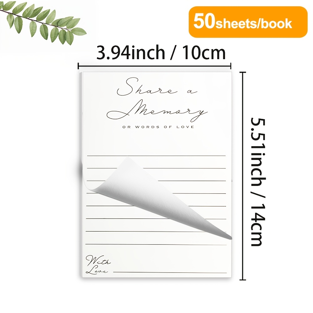 TEMU "share A Memory" Heart-shaped Message Notepad, 50 Sheets/book, 10×14cm Portable Notepad, Suitable For Party Messages, Birthday Party Wishes, And
