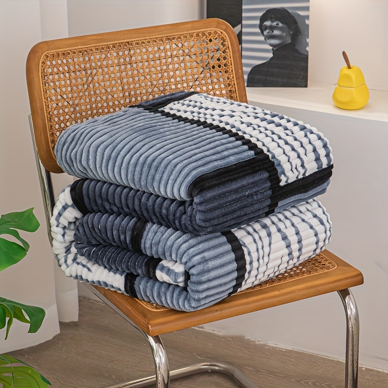 a magical fluffy striped blanket with printed   made of fleece   the office or a nap details 12