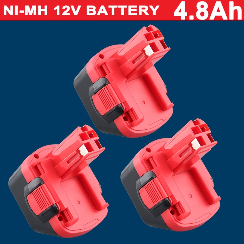 Image of 3pcs 12v 4.8ah Ni-mh Replacement Battery For Bssc10 Bat043 Bat045 Bat120 Gsb -2 Gsr Pag 2607335692 2607335262 2607335542 For Bosch Battery