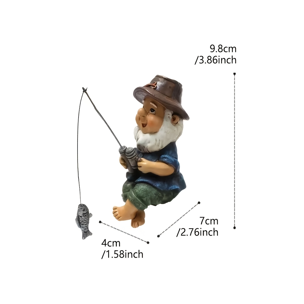 E-shop 1 Stück Harz Gnome Figur für Angeln, geeignet für die Dekoration von Garten- und Teichbereichen im Freien, kann auch als Indoor-Ornament für