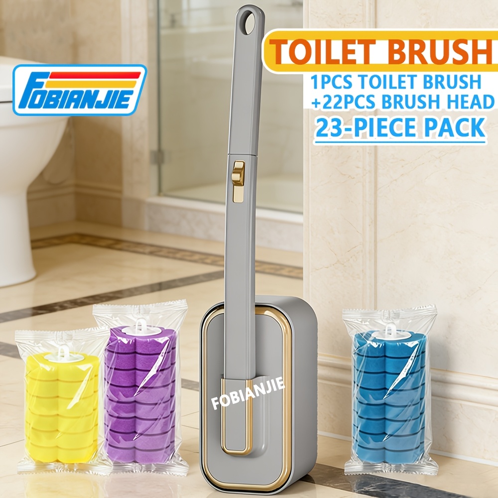 TEMU Fobianjie Toilet Brush With Multicolor Colors Transparent Packaging Bag Brush Head For Bathrooms, Bathtubs, Glass Doors, Sinks, Washbasins And
