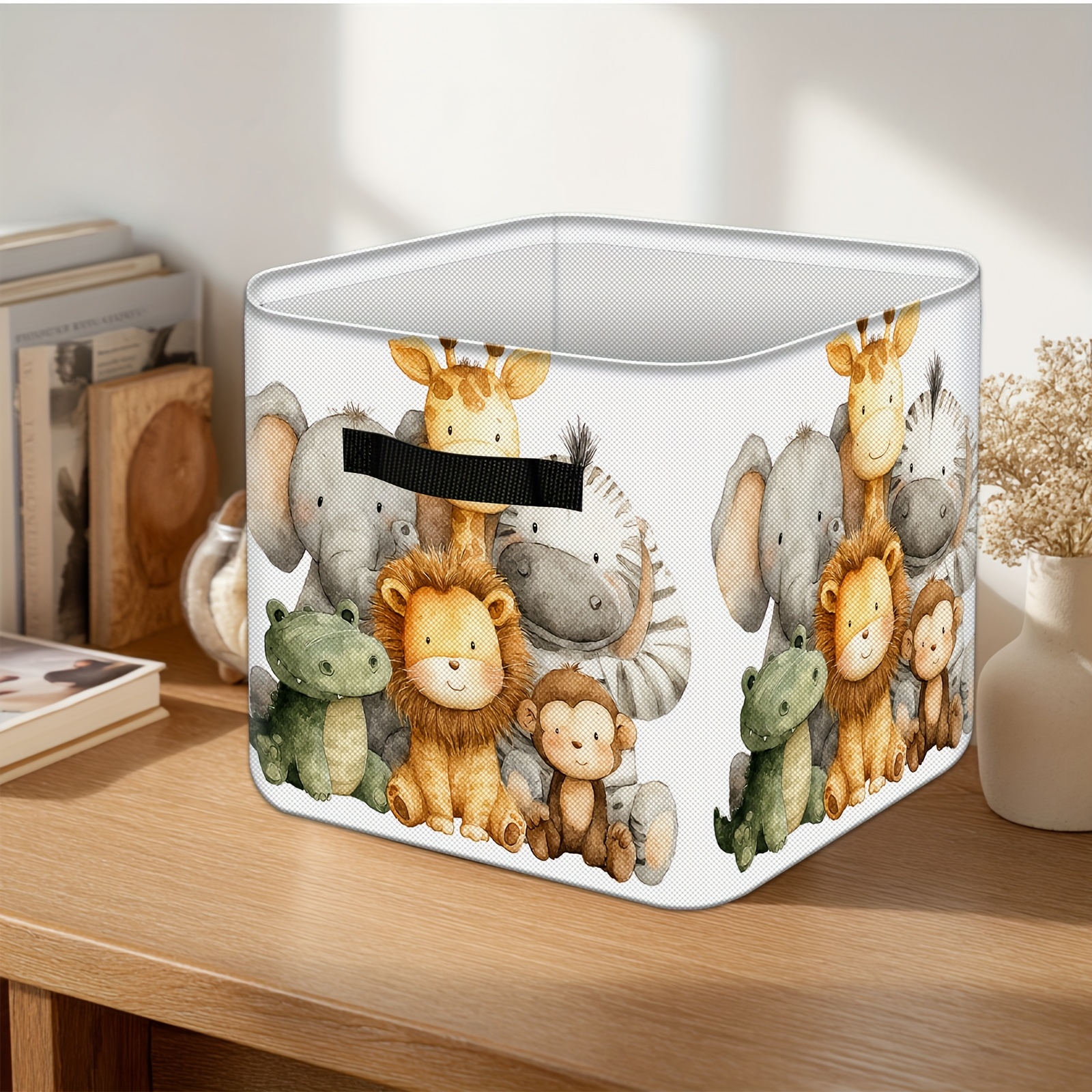Jungle Animal Pattern Foldable Storage Box, Sturdy Collapsible Basket