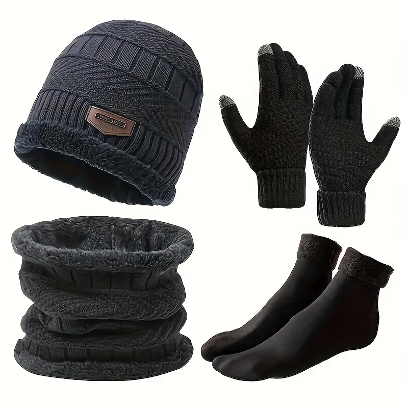 TEMU 4pcs Warmth Kit: Quilted Vest, Thermal Gloves & Socks - Cold Gear For