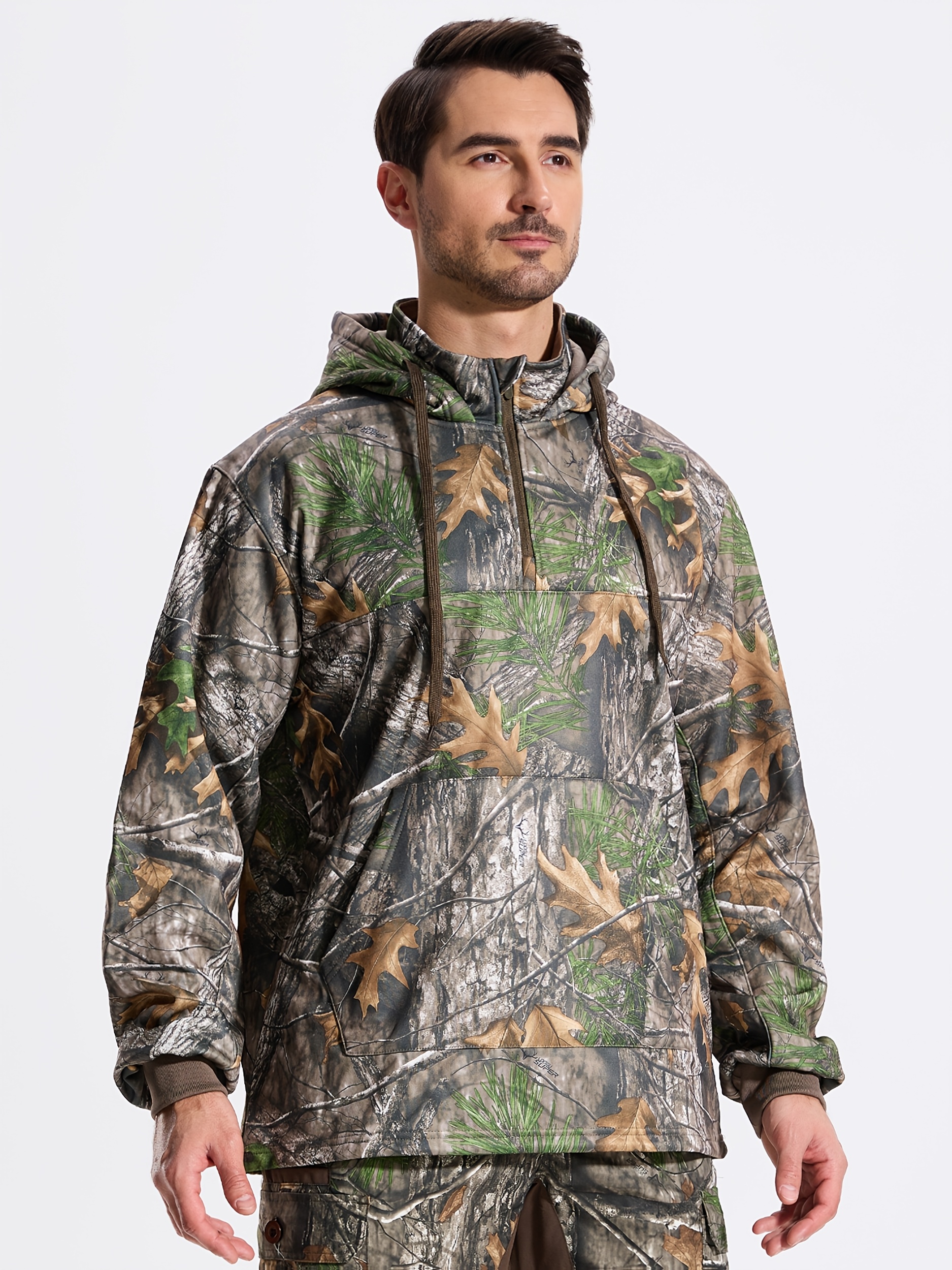 1pc-Outdoor Hunting Tactical Fleece Sweatshirt Men Thickened Windproof Camouflage Hooded Jacket Winter Warm Hunting Tops