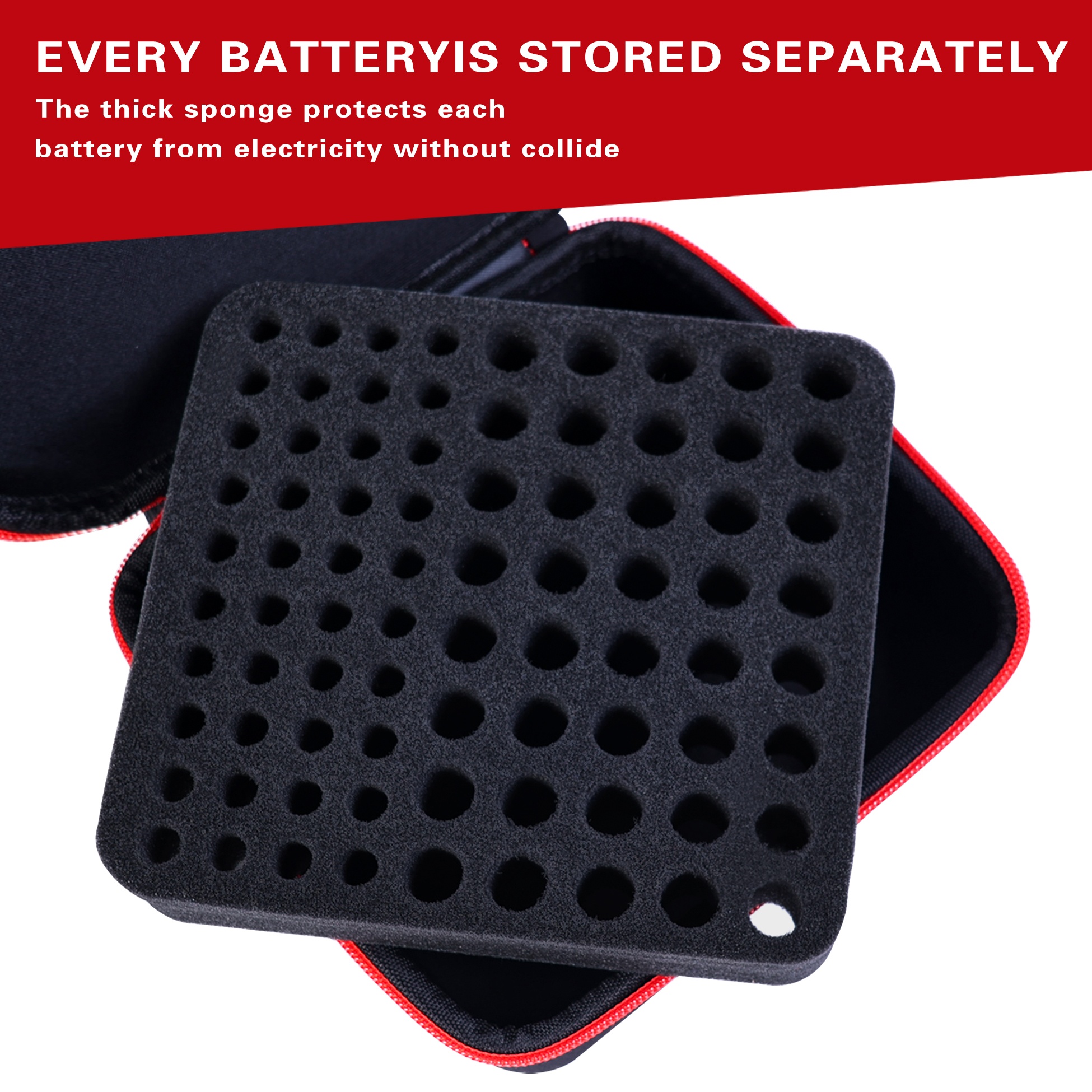 Battery Organizer Case Holds 80 Aa Aaa Batteries, Large Capacity Hard Shell Battery Storage Box, Portable Battery Holder Container For Garage Camping
