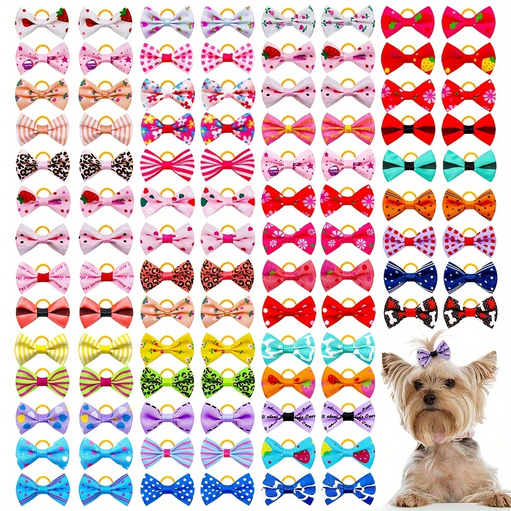 

30 Pcs Pet Headband Set - Colorful Bow Ties For Dogs - Leopard, Polka Dot, And More Designs - Suitable For Small To Medium Breeds