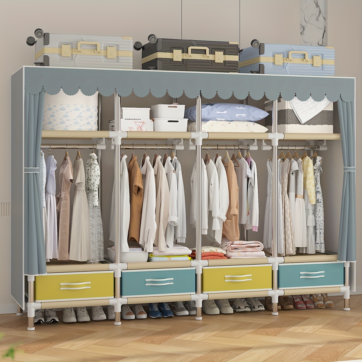 Simple Wardrobe Drawers Household Bedroom Cloth Wardrobe - Temu