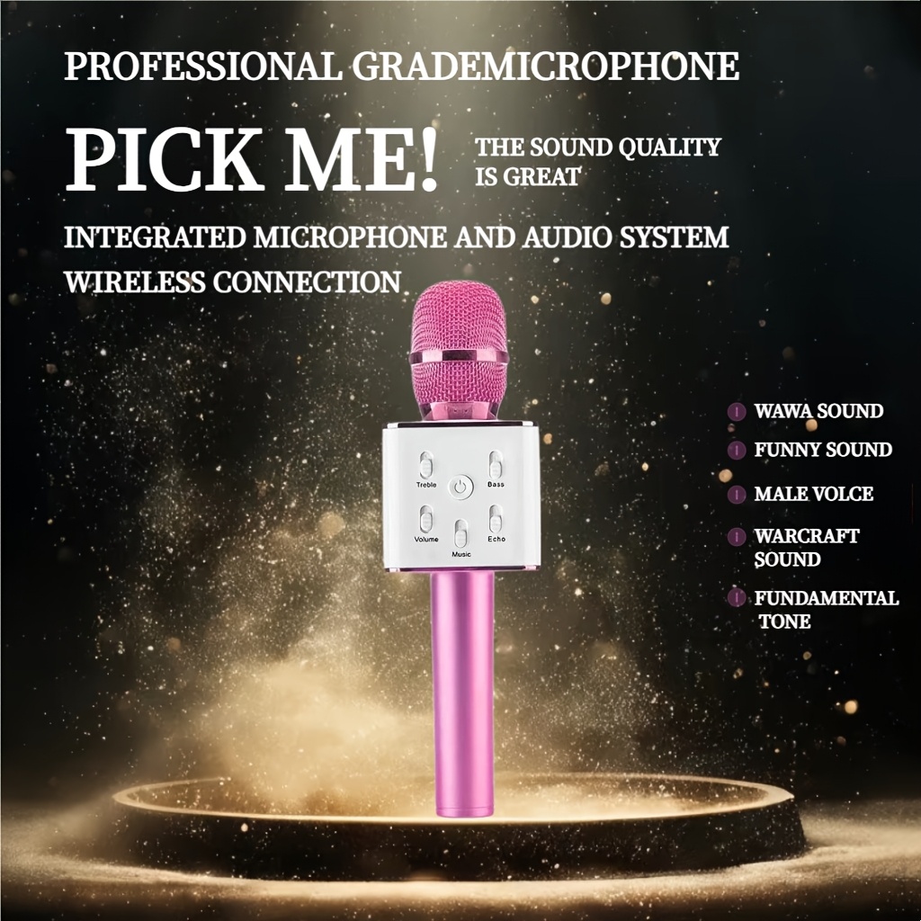 portable karaoke microphone wireless handheld microphone system ideal for family   parties great gift for singers   0