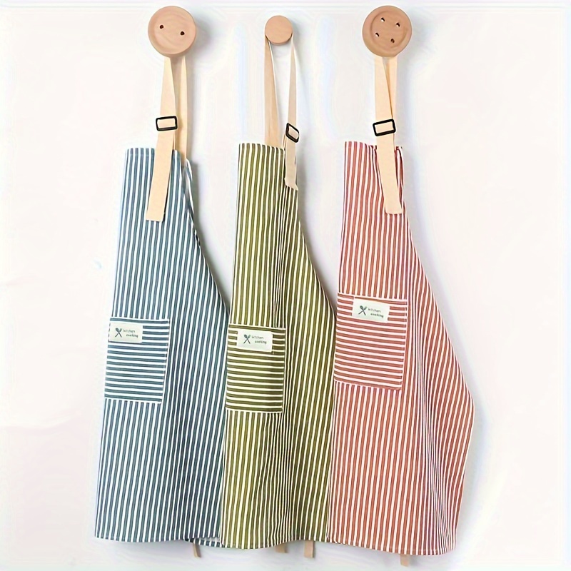 

1pc, Kitchen Apron, Unisex Adjustable Cooking Apron, Household Strip Pattern Apron, Fashionable And Simple Style Apron, Kitchen Supplies