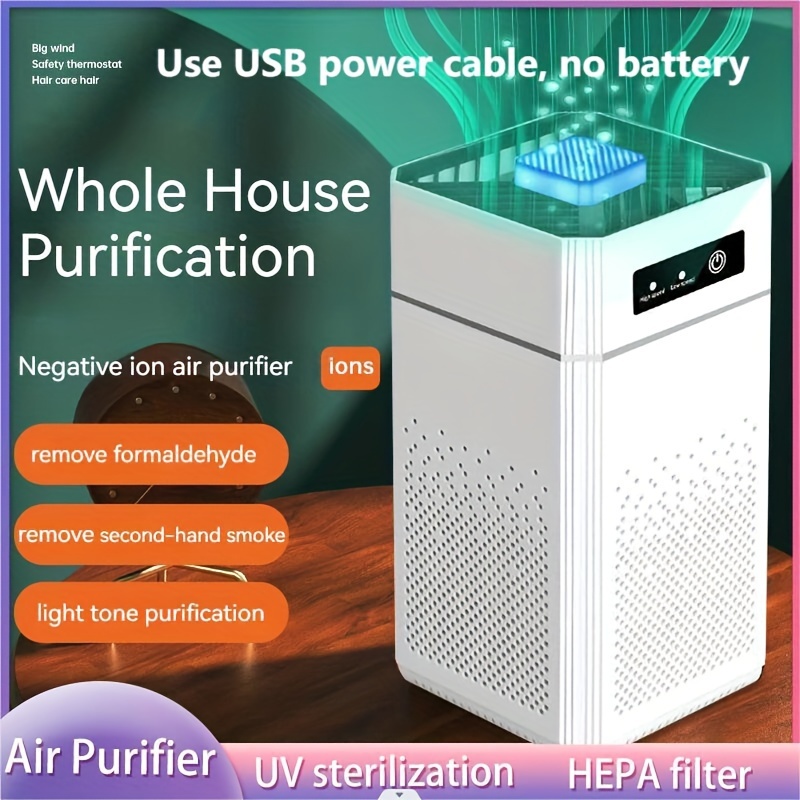 Purificador de aire portatil con filtro HEPA, UV y generador de IONES