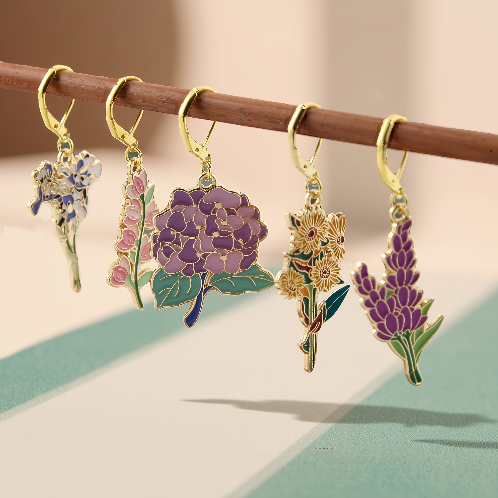 E-shop Frühlingsblumen! - 5 Stichmarker für Stricken und Häkeln! 5 Stück Blumen-Strickwerkzeuge Markierungsschnalle | Strickhilfe Webzubehör