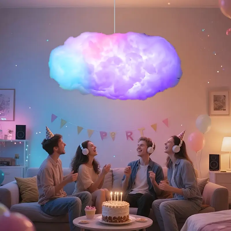 3d thunder cloud led light with music sync rgb multicolor changing strip lights usb powered wireless remote app degree wall ceiling mount for indoor bedroom gaming room party christmas and holiday decorations Product details 3